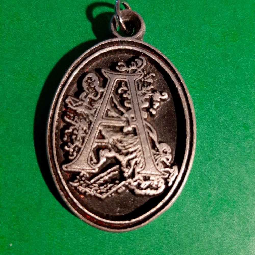 Vintage PEWTER Initial "A" Chunky Pendant